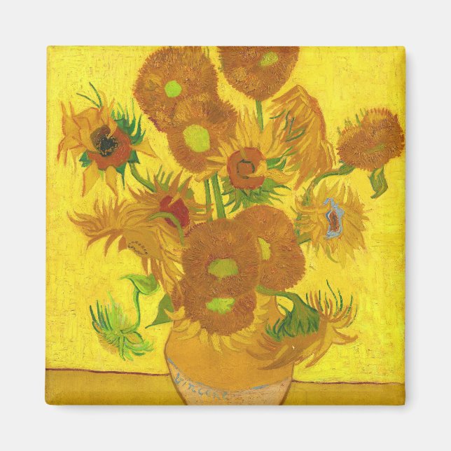 Van Gogh Fifteen Sunflowers In A Vase Fine Art Magnet (Front)