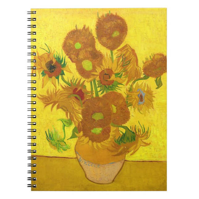 Van Gogh Fifteen Sunflowers In A Vase Fine Art Notebook (Front)