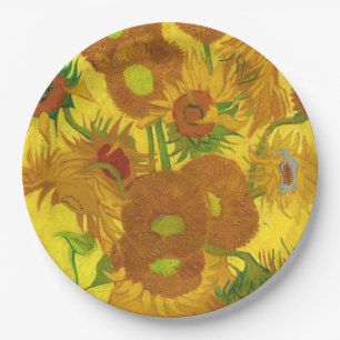 Van Gogh Fifteen Sunflowers In A Vase Fine Art Paper Plate