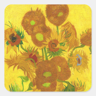 Van Gogh Fifteen Sunflowers In A Vase Fine Art Square Sticker