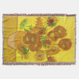 Van Gogh Fifteen Sunflowers In A Vase Fine Art Throw Blanket
