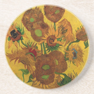 Van Gogh Fine Art Flowers, Vase with 15 Sunflowers Coaster