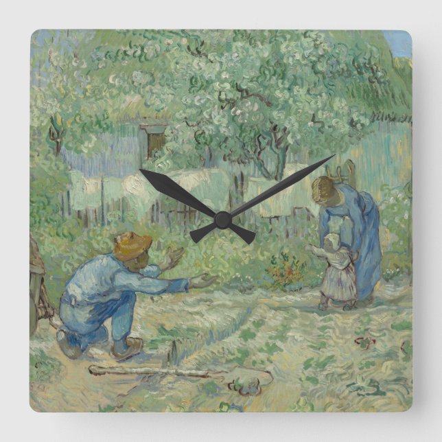 Van Gogh First Steps Painting Art Square Wall Clock (Front)