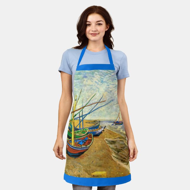 Van Gogh Fishing Boats on Beach at Saintes Maries Apron (Worn)