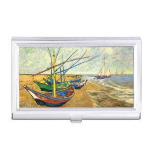 Van Gogh Fishing Boats on Beach at Saintes Maries Business Card Holder