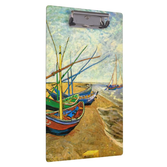 Van Gogh Fishing Boats on Beach at Saintes Maries Clipboard (Right)