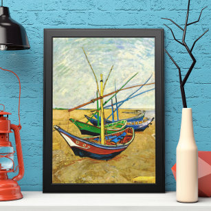 Van Gogh Fishing Boats on Beach at Saintes Maries Poster