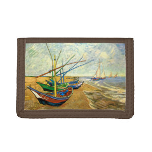 Van Gogh Fishing Boats on Beach at Saintes Maries Trifold Wallet