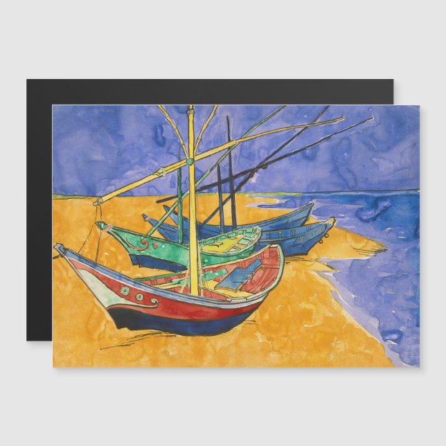 Van Gogh - Fishing Boats on Beach Magnetic Card (Front/Back)