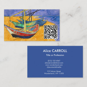 Van Gogh - Fishing Boats on the Beach - QR Code Business Card