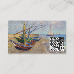 Van Gogh - Fishing Boats on the Beach - QR Code Business Card