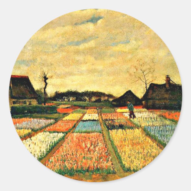 Van Gogh - Flower Beds in Holland Classic Round Sticker (Front)