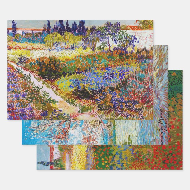Van Gogh, Flower Garden Wrapping Paper Sheet (Set)