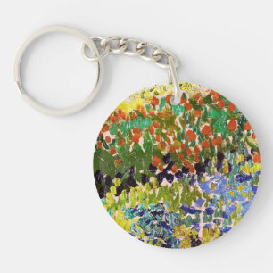 Van Gogh Flowering Garden At Arles Floral Fine Art Key Ring