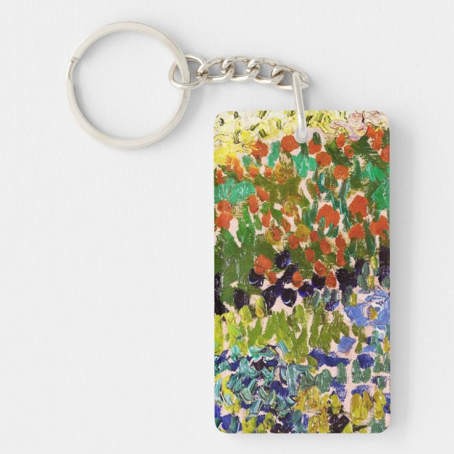 Van Gogh Flowering Garden At Arles Floral Fine Art Key Ring (Front)