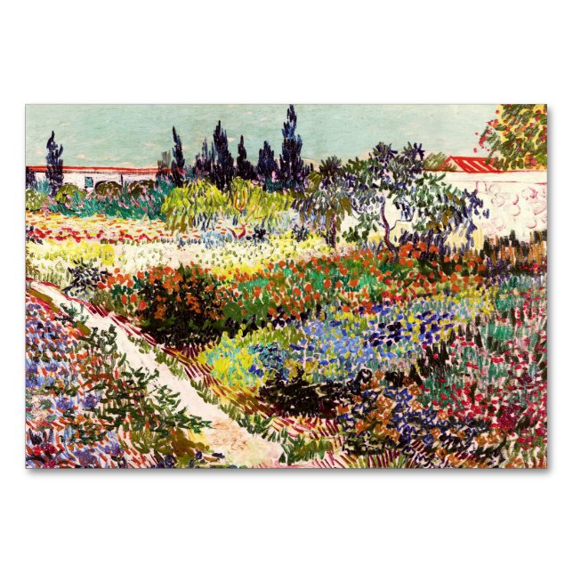 Van Gogh Flowering Garden At Arles Floral Fine Art Table Number (Front)