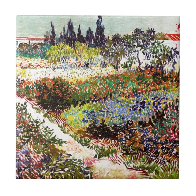 Van Gogh Flowering Garden At Arles Floral Fine Art Tile (Front)
