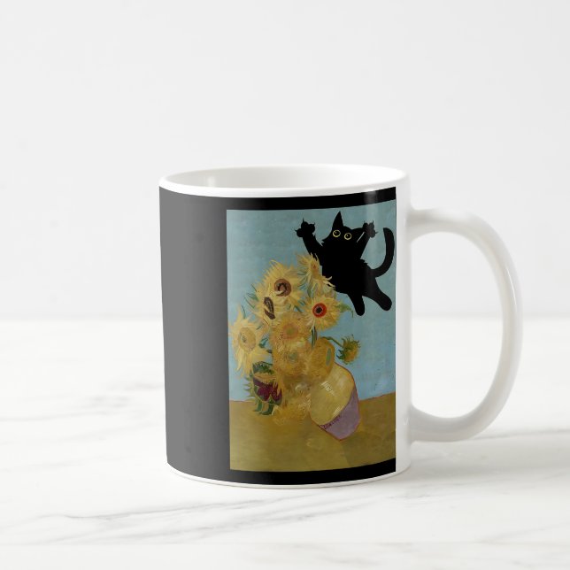 Van Gogh Flowers Cat Sunflowers  Coffee Mug (Right)