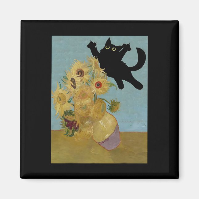 Van Gogh Flowers Cat Sunflowers  Magnet (Front)