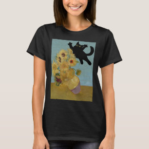 Van Gogh Flowers Cat Sunflowers  T-Shirt
