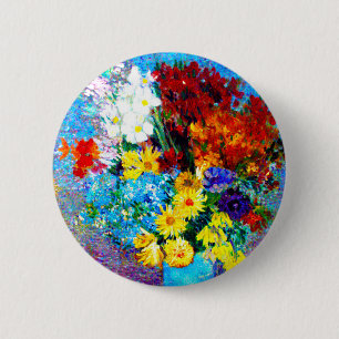 Van Gogh Flowers in a Blue Vase 6 Cm Round Badge