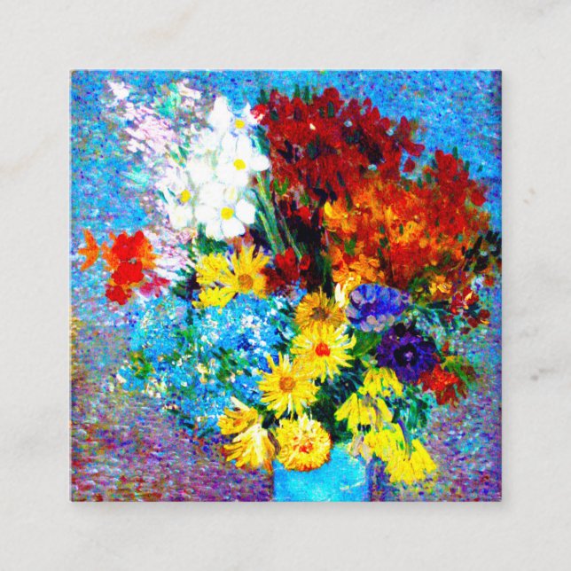 Van Gogh Flowers in a Blue Vase Enclosure Card (Front)
