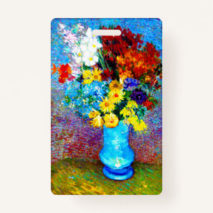 Van Gogh Flowers in a Blue Vase ID Badge
