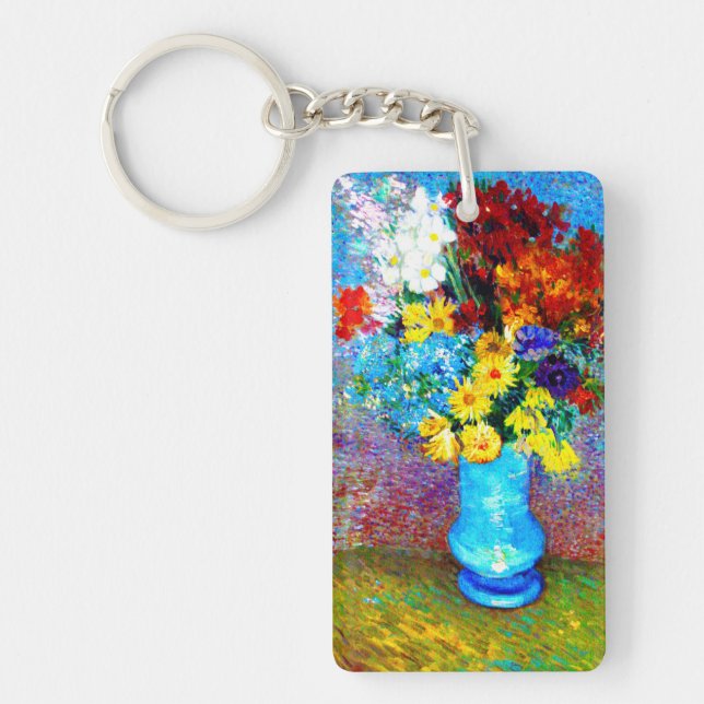 Van Gogh Flowers in a Blue Vase Key Ring (Front)