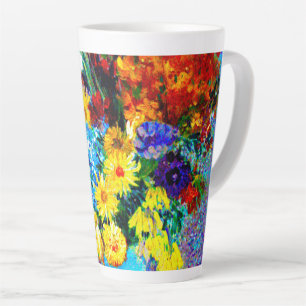 Van Gogh Flowers in a Blue Vase Latte Mug