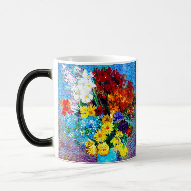 Van Gogh Flowers in a Blue Vase Magic Mug (Left)