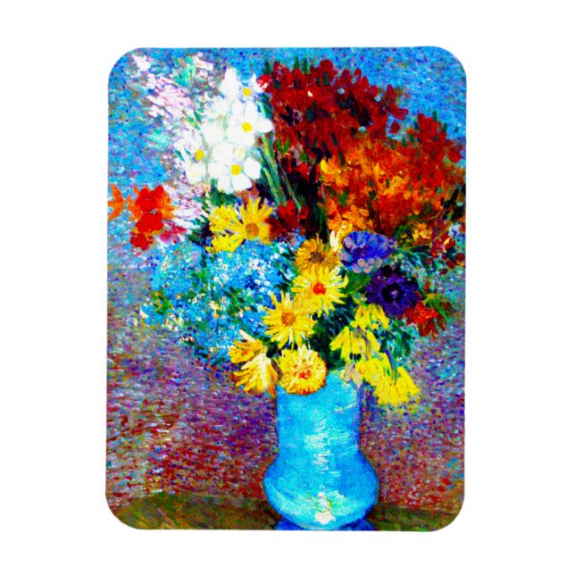 Van Gogh Flowers in a Blue Vase Magnet (Vertical)