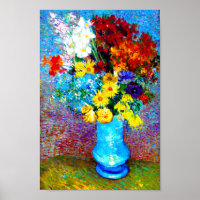 Van Gogh Flowers in a Blue Vase