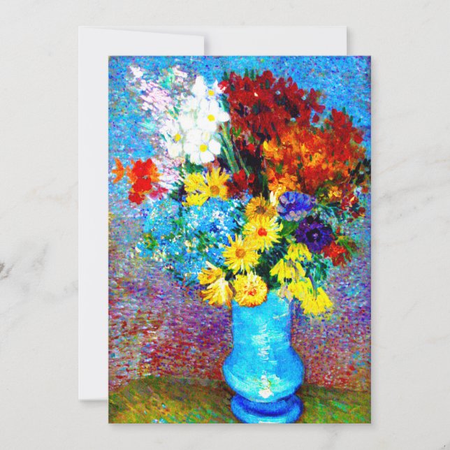 Van Gogh Flowers in a Blue Vase Save The Date (Front)