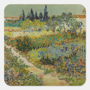 Van Gogh Garden at Arles Floral Impressionist Square Sticker