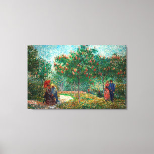 Van Gogh Garden in Montmartre with lovers Canvas Print