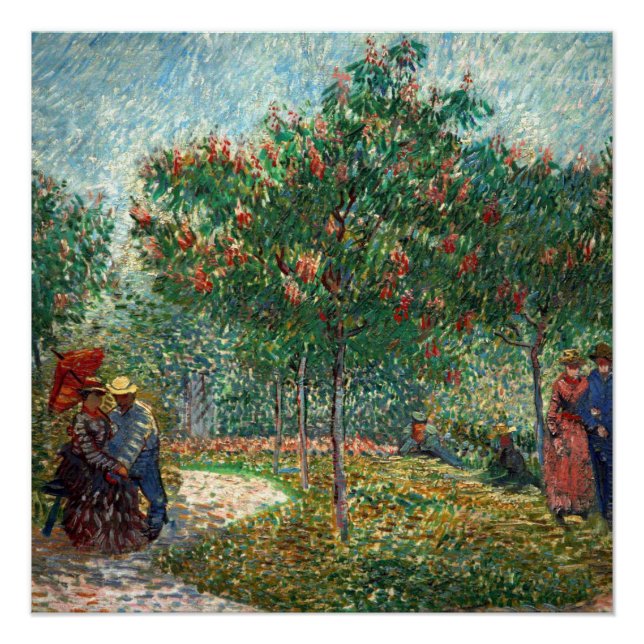 Van Gogh Garden in Montmartre with lovers Poster (Front)