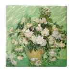 Van Gogh Gifts Still Life w/ Roses Impressionism Tile<br><div class="desc">Vincent Van Gogh impressionist painting. Still life Vase with Roses. beautiful white roses and green background. Post impressionism van gogh image, van gogh artwork, van gogh artist van gogh paintings vintage artwork impressionistic floral beauty vase of flowers rose white popular affordable best selling holiday gift idea.Personalise with your own words,...</div>