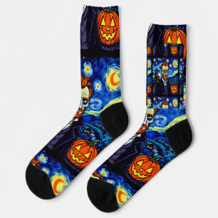 Van Gogh Halloween Portrait – Starry Night with Pu Socks