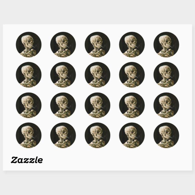 Van Gogh - Head of a Skeleton Classic Round Sticker (Sheet)