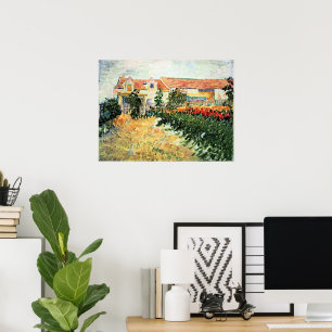 Van Gogh - House with Sunflowers Poster