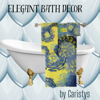 Van Gogh Inspired Blues and Yellow Bath Towel Set