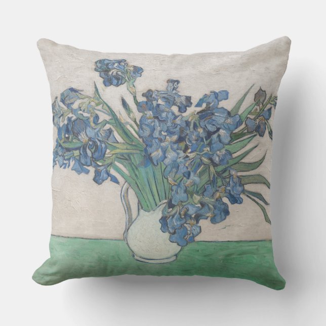 Van Gogh Iris Vase Painting Impressionism Cushion (Front)