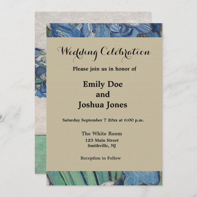 Van Gogh Iris Vase Painting Impressionism Invitation (Front/Back)