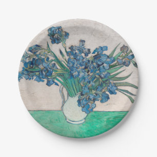 Van Gogh Iris Vase Painting Impressionism Paper Plate