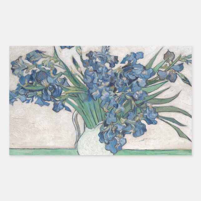 Van Gogh Iris Vase Painting Impressionism Rectangular Sticker (Front)