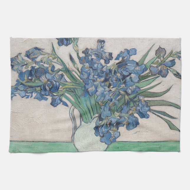 Van Gogh Iris Vase Painting Impressionism Tea Towel (Horizontal)