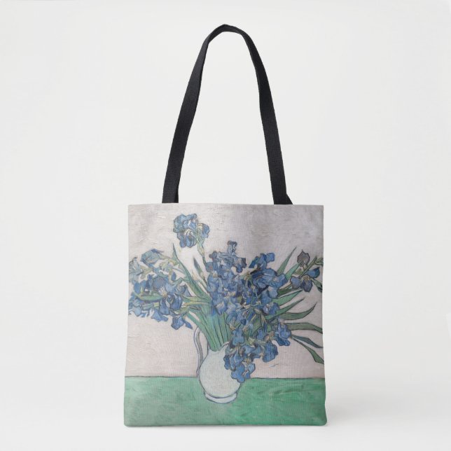 Van Gogh Iris Vase Painting Impressionism Tote Bag (Front)
