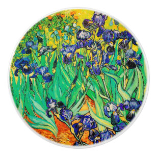 Van Gogh Irises at St. Remy,  Purple Ceramic Knob