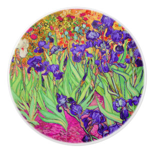 Van Gogh Irises at St. Remy, Purple+Pink Ceramic Knob