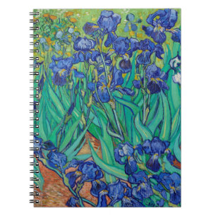 Van Gogh Irises. Blue floral nature impressionism Notebook